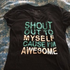Black T-Shirt, with Blue and White Quote